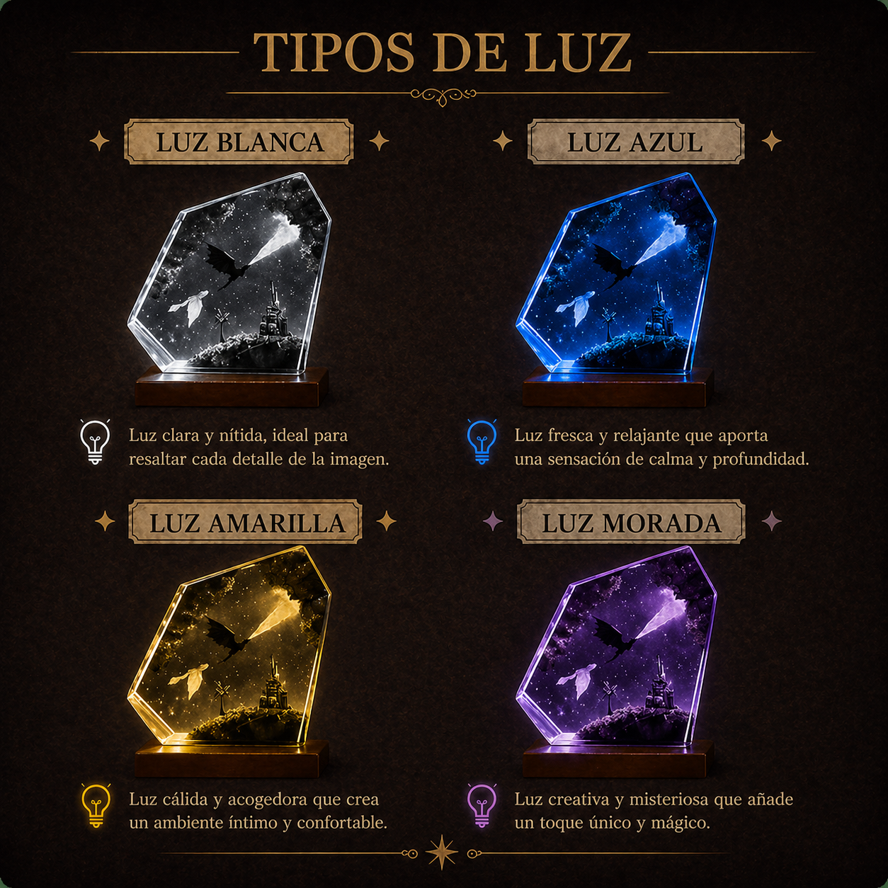 Lámpara de dragón de resina 3D
