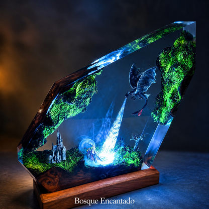 Lámpara de dragón de resina 3D