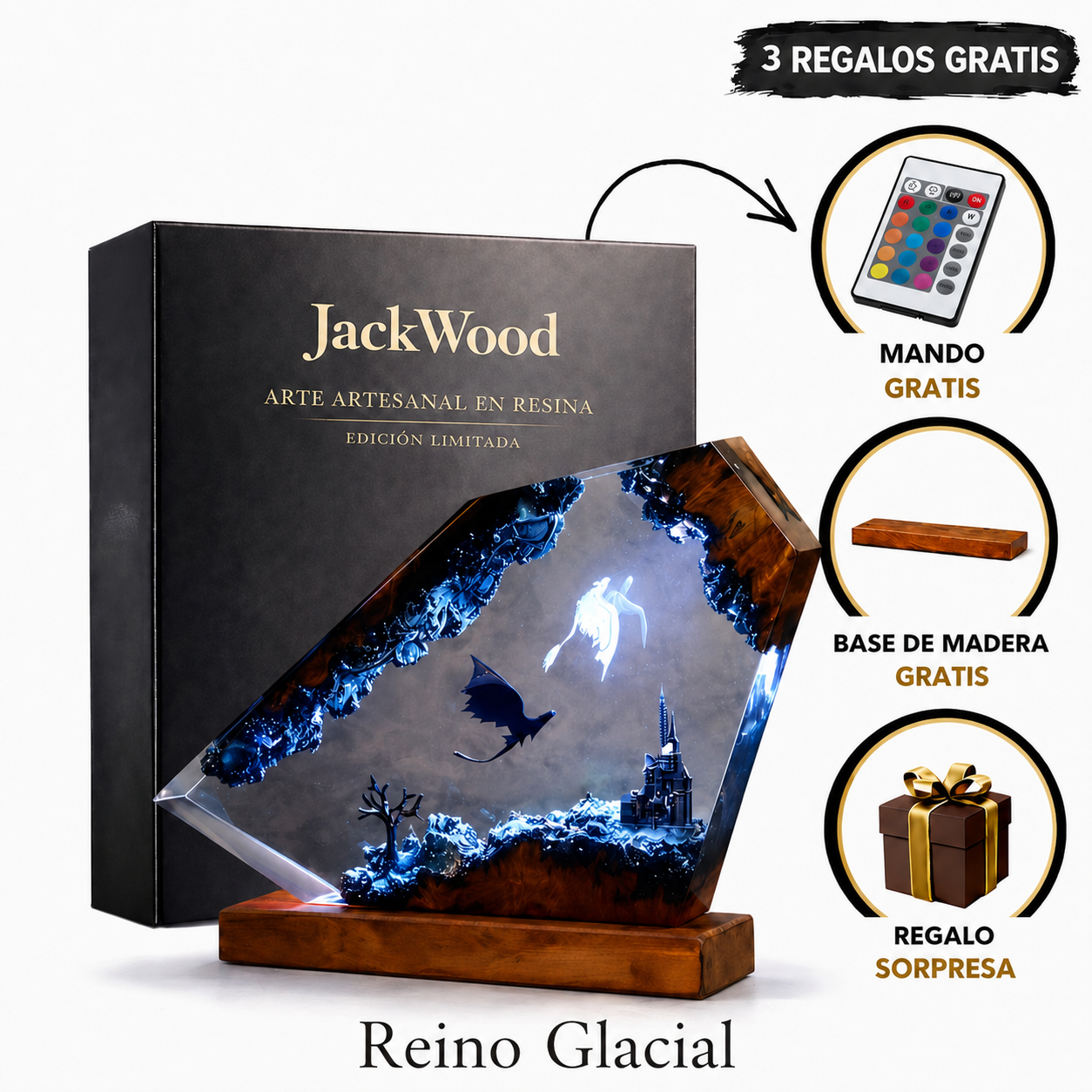 Lámpara de dragón de resina 3D